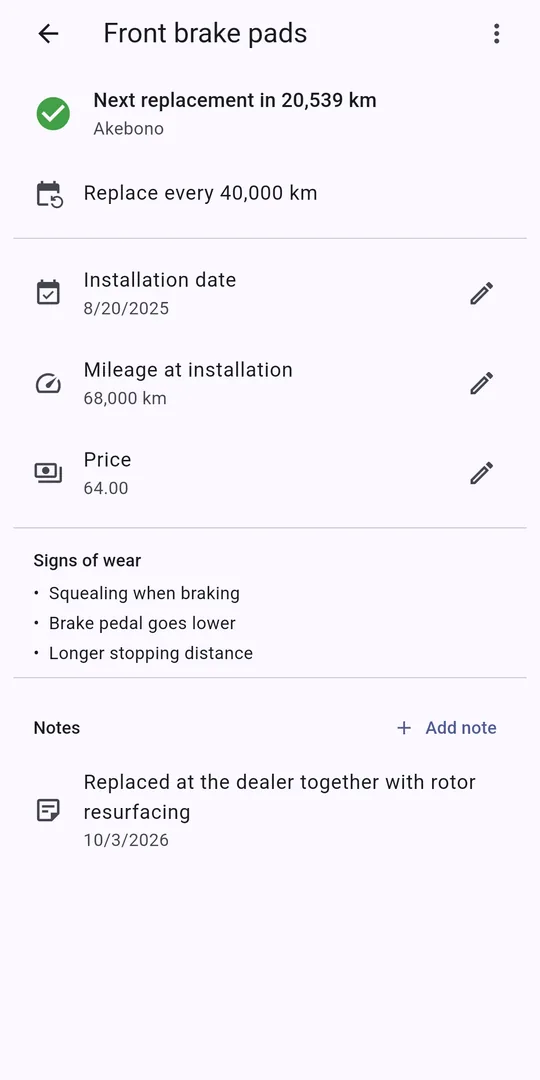 Part details